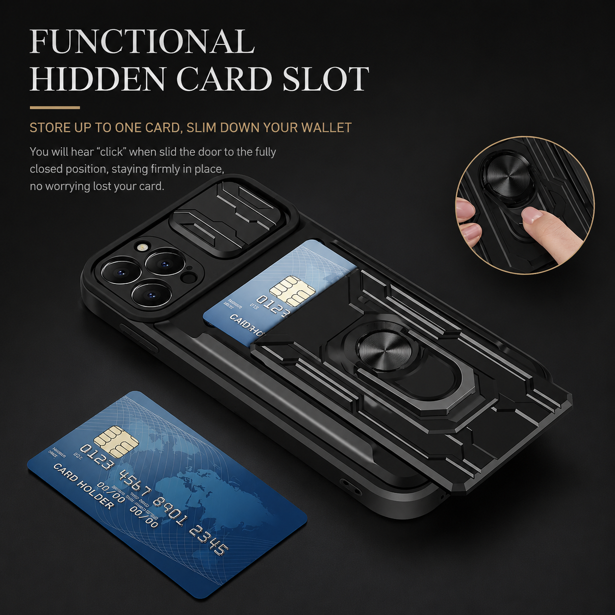 Premium iPhone Case Wallet MagSafe Compatible Silicone Card Holder Ring Stand Cover Shockproof Protection