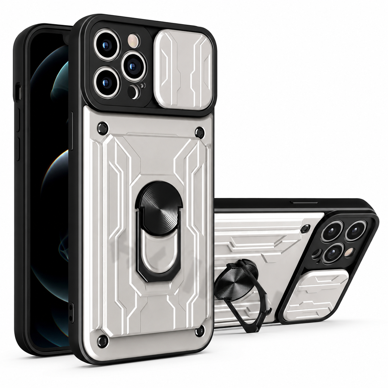 Premium iPhone Case Wallet MagSafe Compatible Silicone Card Holder Ring Stand Cover Shockproof Protection