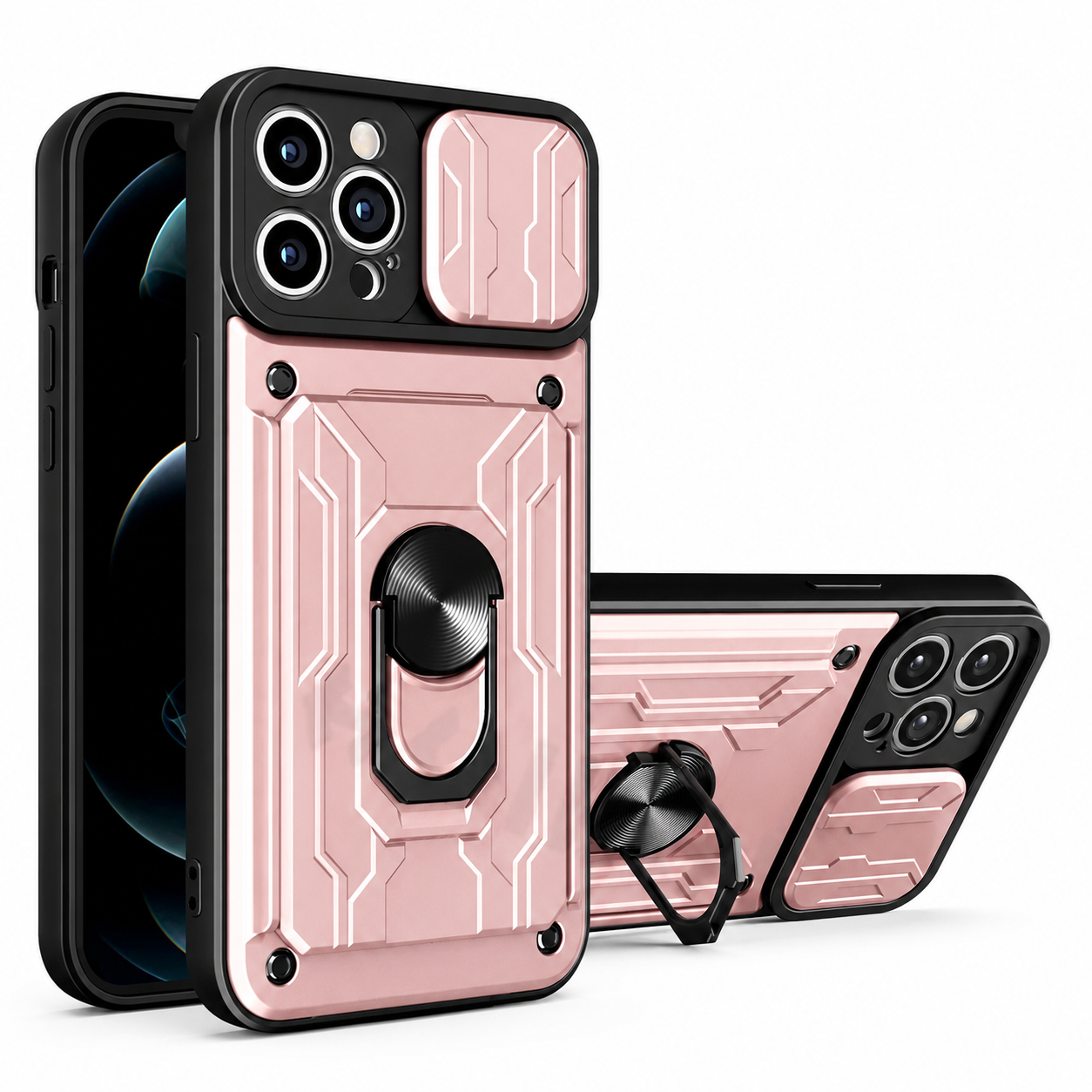 Premium iPhone Case Wallet MagSafe Compatible Silicone Card Holder Ring Stand Cover Shockproof Protection