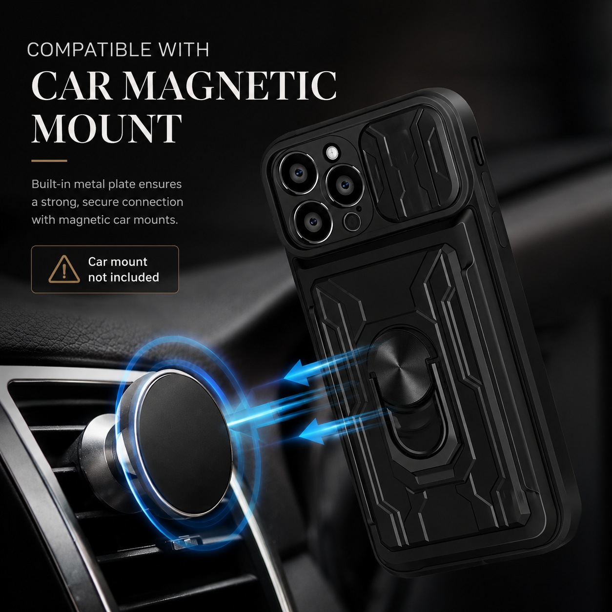Premium iPhone Case Wallet MagSafe Compatible Silicone Card Holder Ring Stand Cover Shockproof Protection