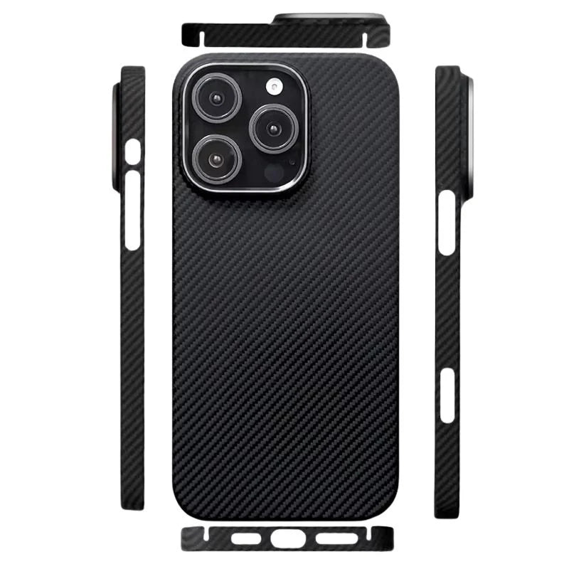 Premium iPhone Case Real Carbon Fiber Aramid Ultra Thin Full Coverage Cover Shockproof Anti Fingerprint Lightweight Protective Design