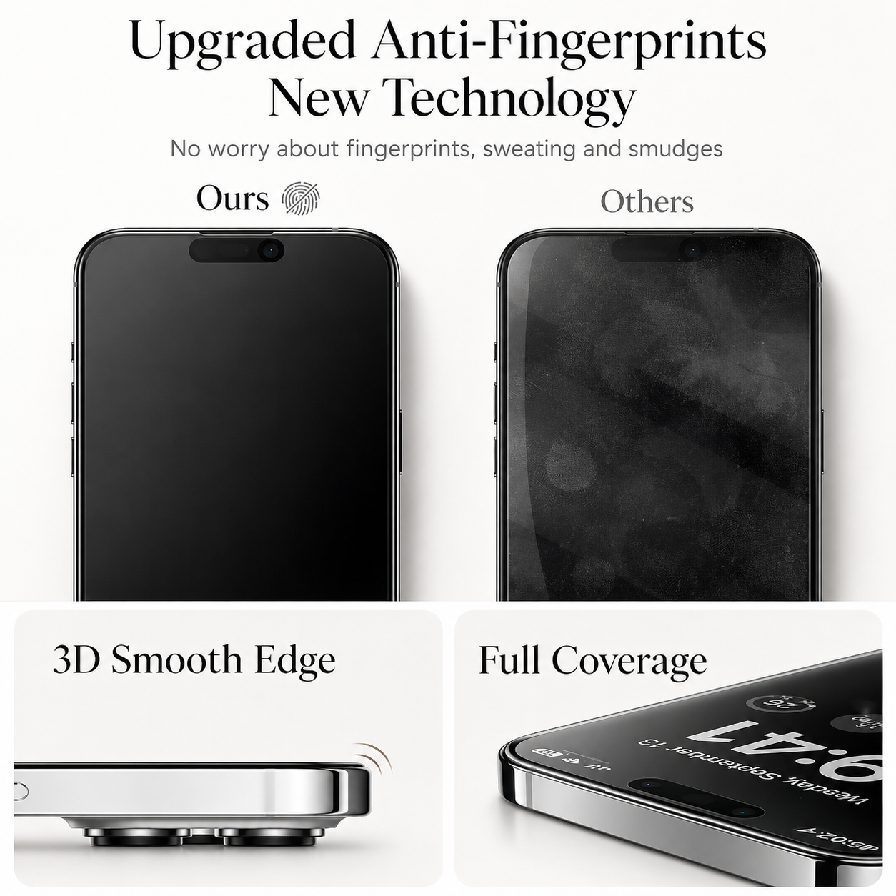 Premium iPhone Screen Protector Matte Privacy Anti Spy Tempered Glass Anti Glare Oleophobic Full Coverage Easy Installation Frame