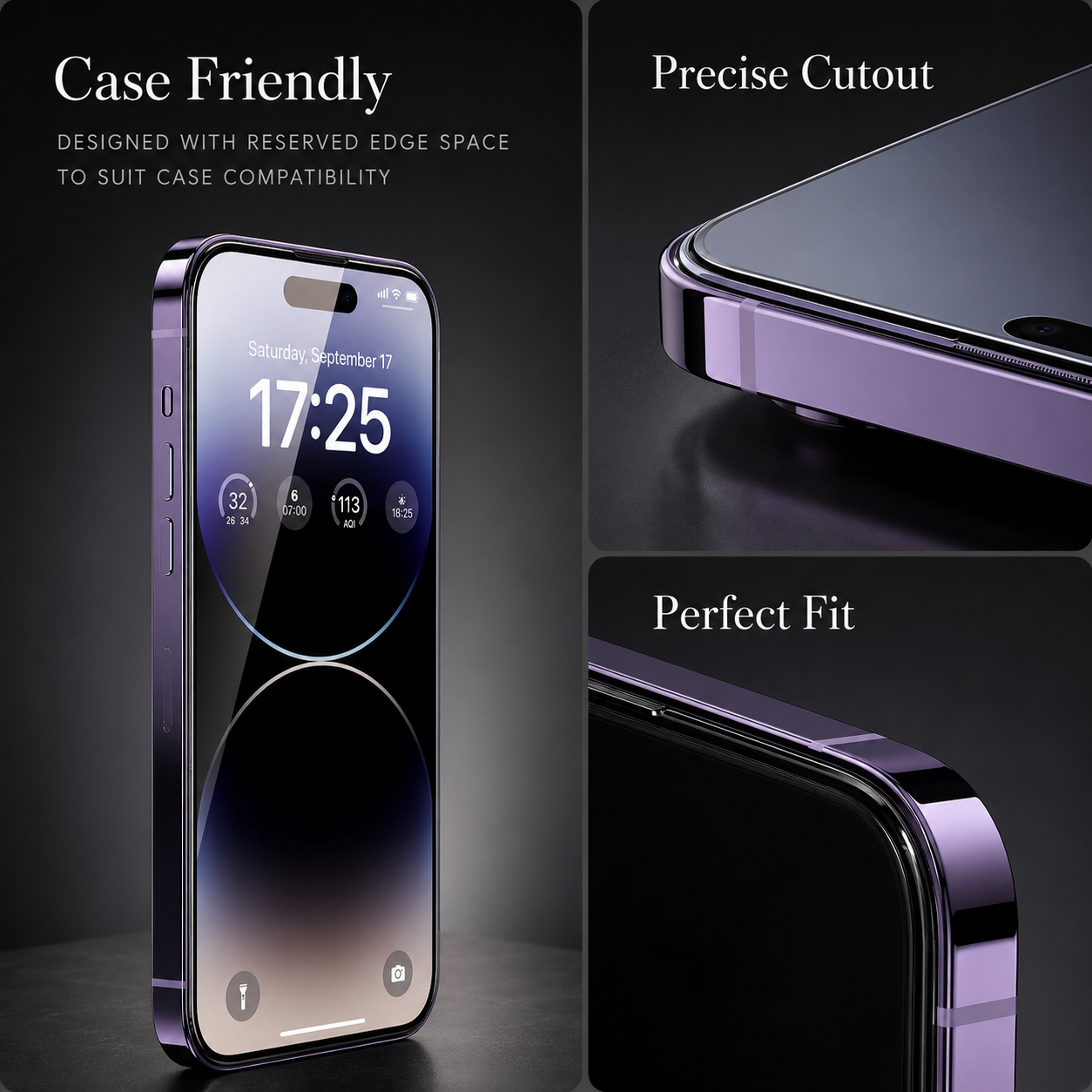 Premium iPhone Screen Protector Tempered Glass HD Clear Scratch Resistant Anti Fingerprint Bubble Free Shatterproof Case Friendly