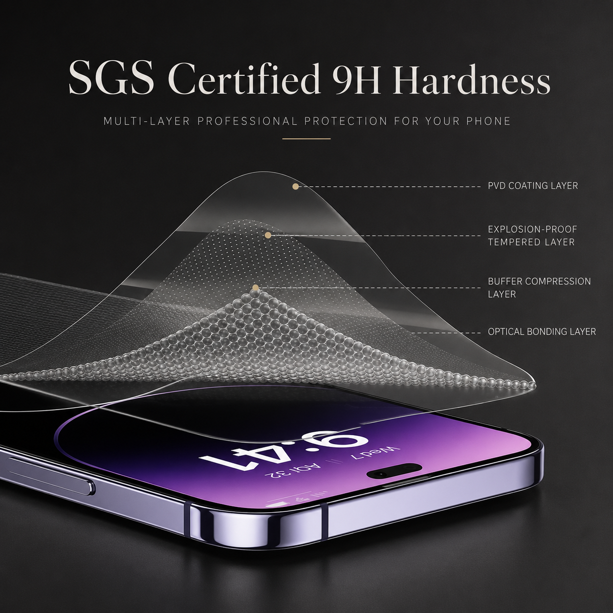 Premium iPhone Screen Protector Tempered Glass HD Clear Scratch Resistant Anti Fingerprint Bubble Free Shatterproof Case Friendly