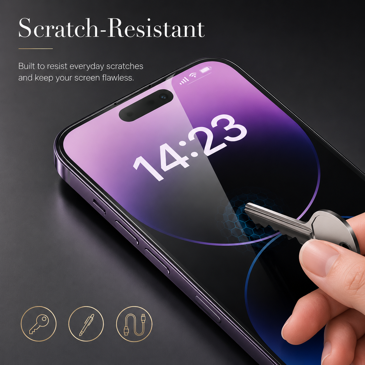 Premium iPhone Screen Protector Tempered Glass HD Clear Scratch Resistant Anti Fingerprint Bubble Free Shatterproof Case Friendly