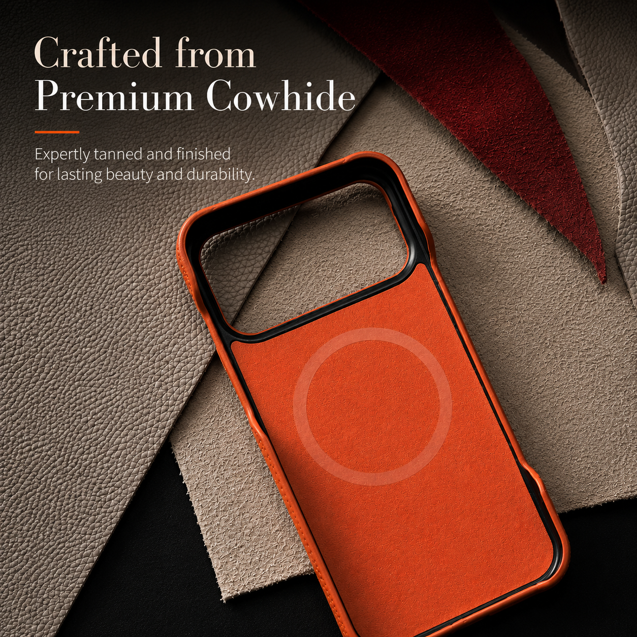 Premium iPhone Case MagSafe Compatible Lychee Cowhide Leather Magnetic Protective Cover Shockproof Luxury Full Coverage Case