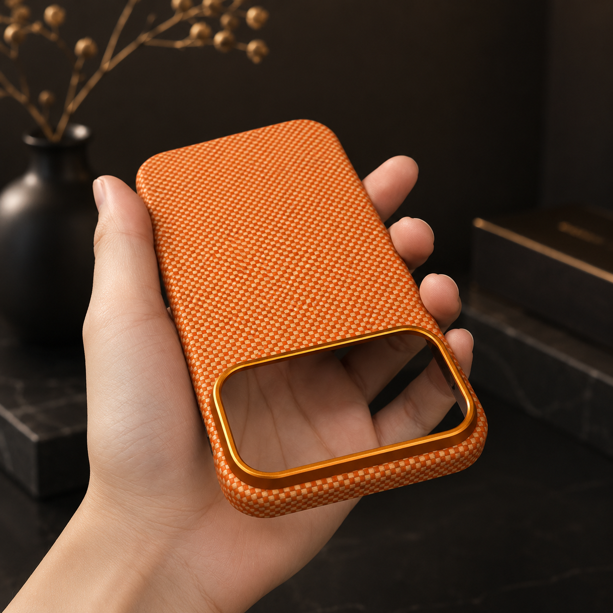 Premium iPhone Case Magnetic Carbon Aramid Fiber Cover Kevlar Shockproof Full Body Protective Design