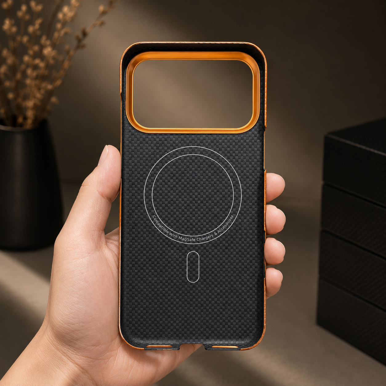 Premium iPhone Case Magnetic Carbon Aramid Fiber Cover Kevlar Shockproof Full Body Protective Design