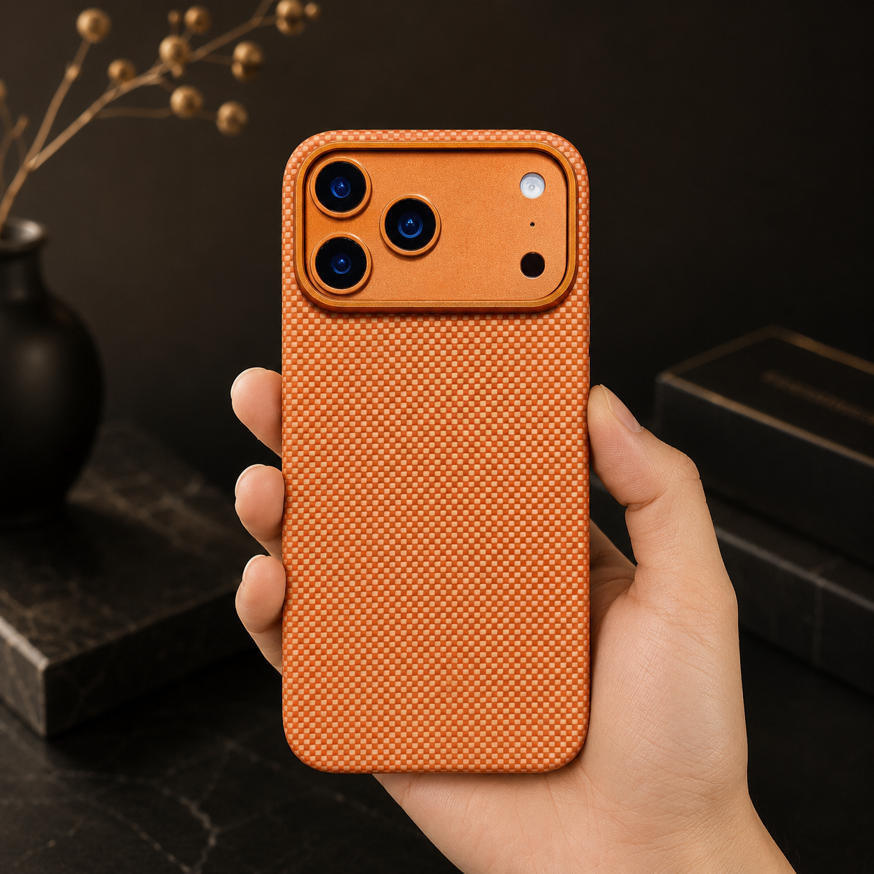 Premium iPhone Case Magnetic Carbon Aramid Fiber Cover Kevlar Shockproof Full Body Protective Design