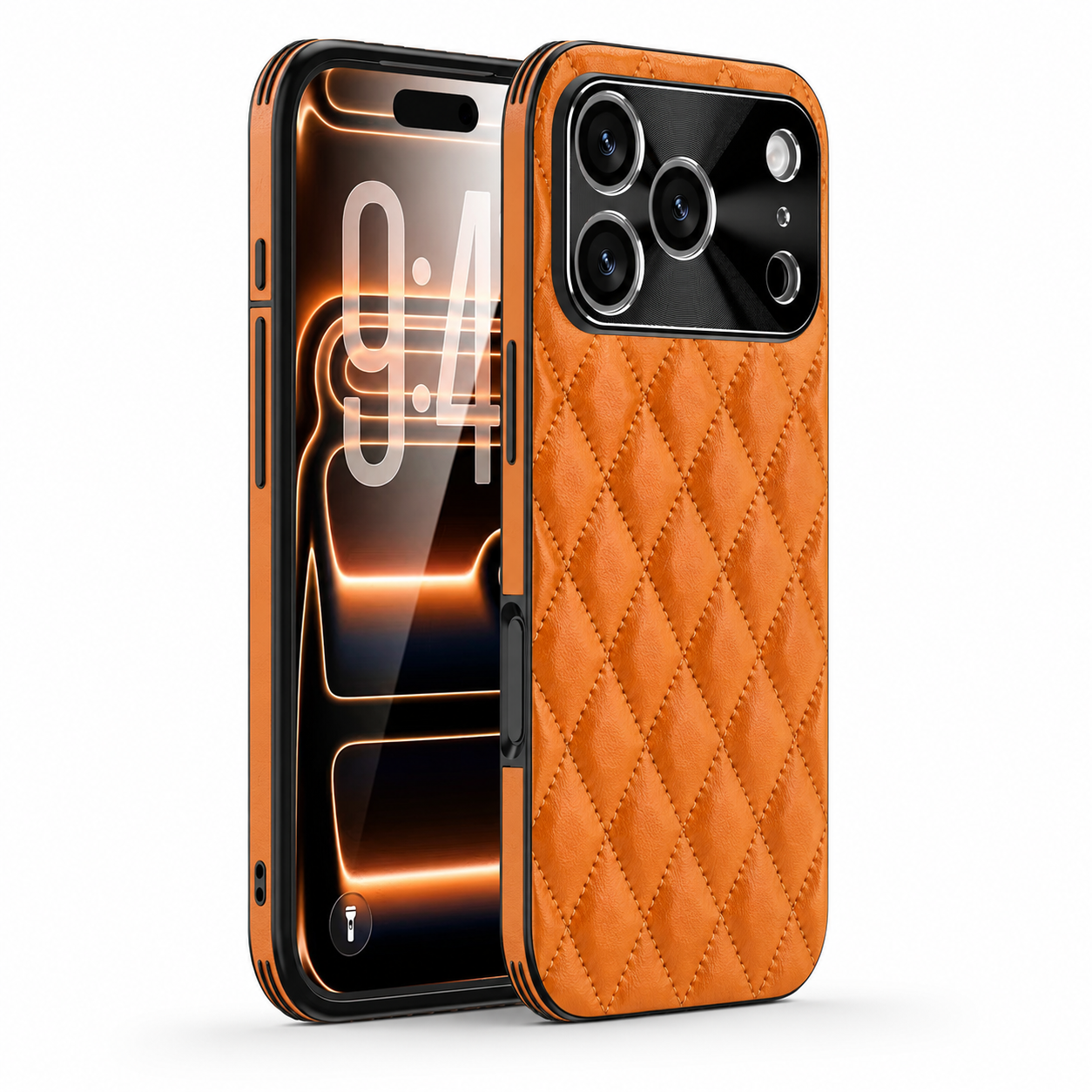Premium iPhone Case Argyle Pattern Leather Cover Shockproof Lens Protection Elegant Protective Case