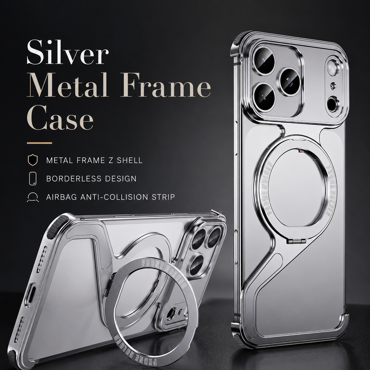 Premium iPhone Case MagSafe Compatible Aluminum Alloy Frameless Cover Shockproof Protection