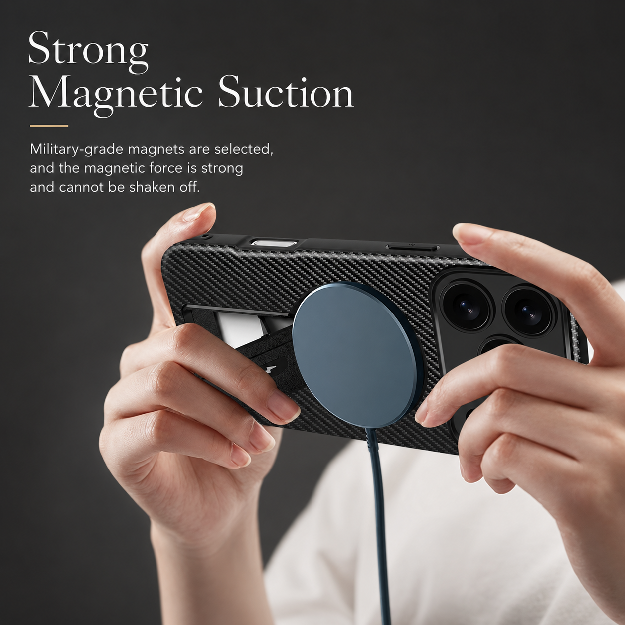 Premium iPhone Case Carbon Fiber Fold Stand Cover MagSafe Compatible Military Shockproof Protective Case