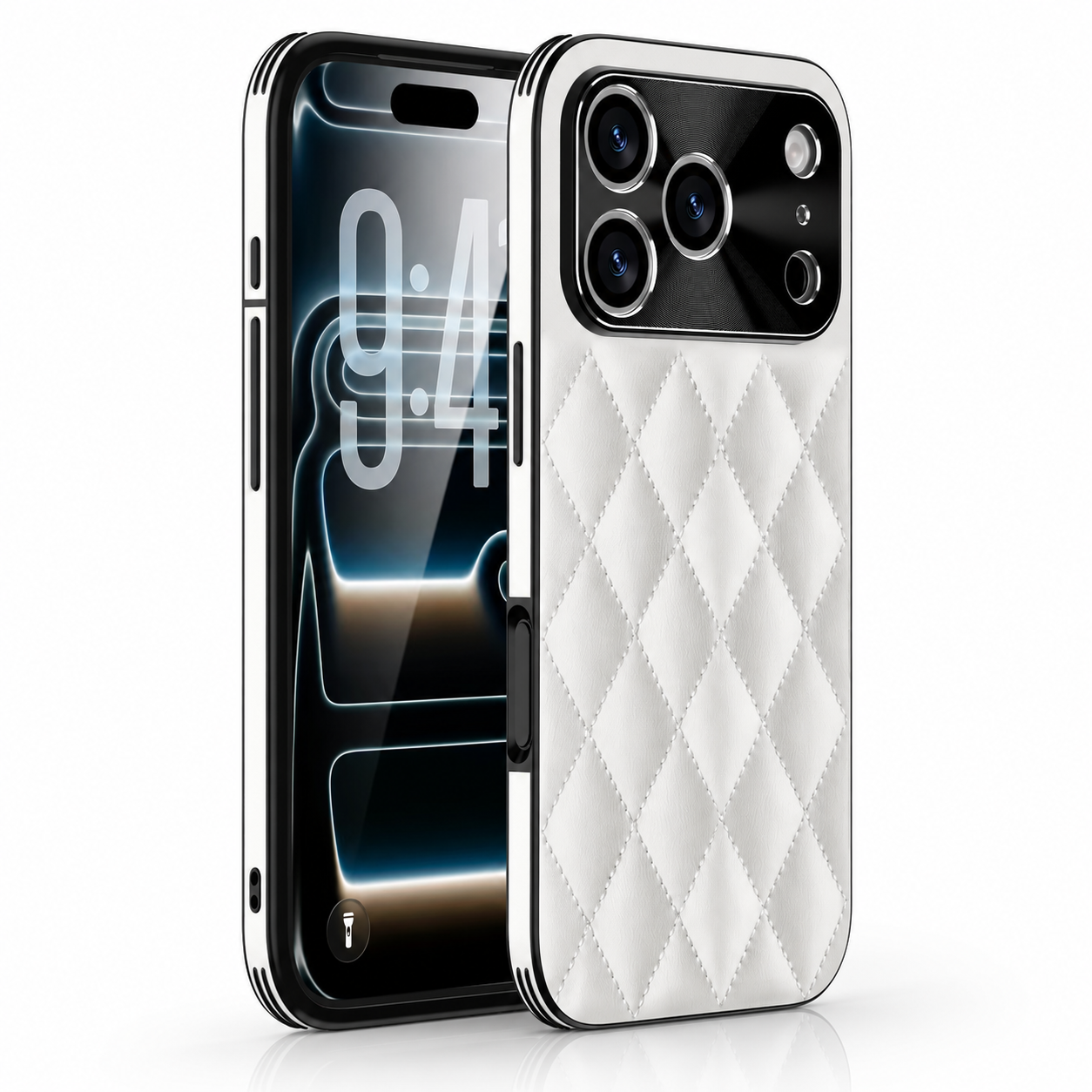 Premium iPhone Case Argyle Pattern Leather Cover Shockproof Lens Protection Elegant Protective Case