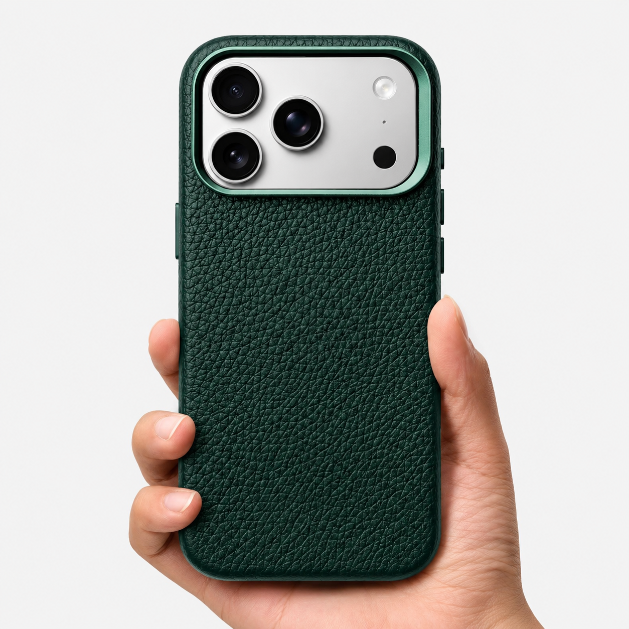 Premium iPhone Case Lychee Texture Leather Cover MagSafe Compatible Shockproof Alloy Lens Protection Case