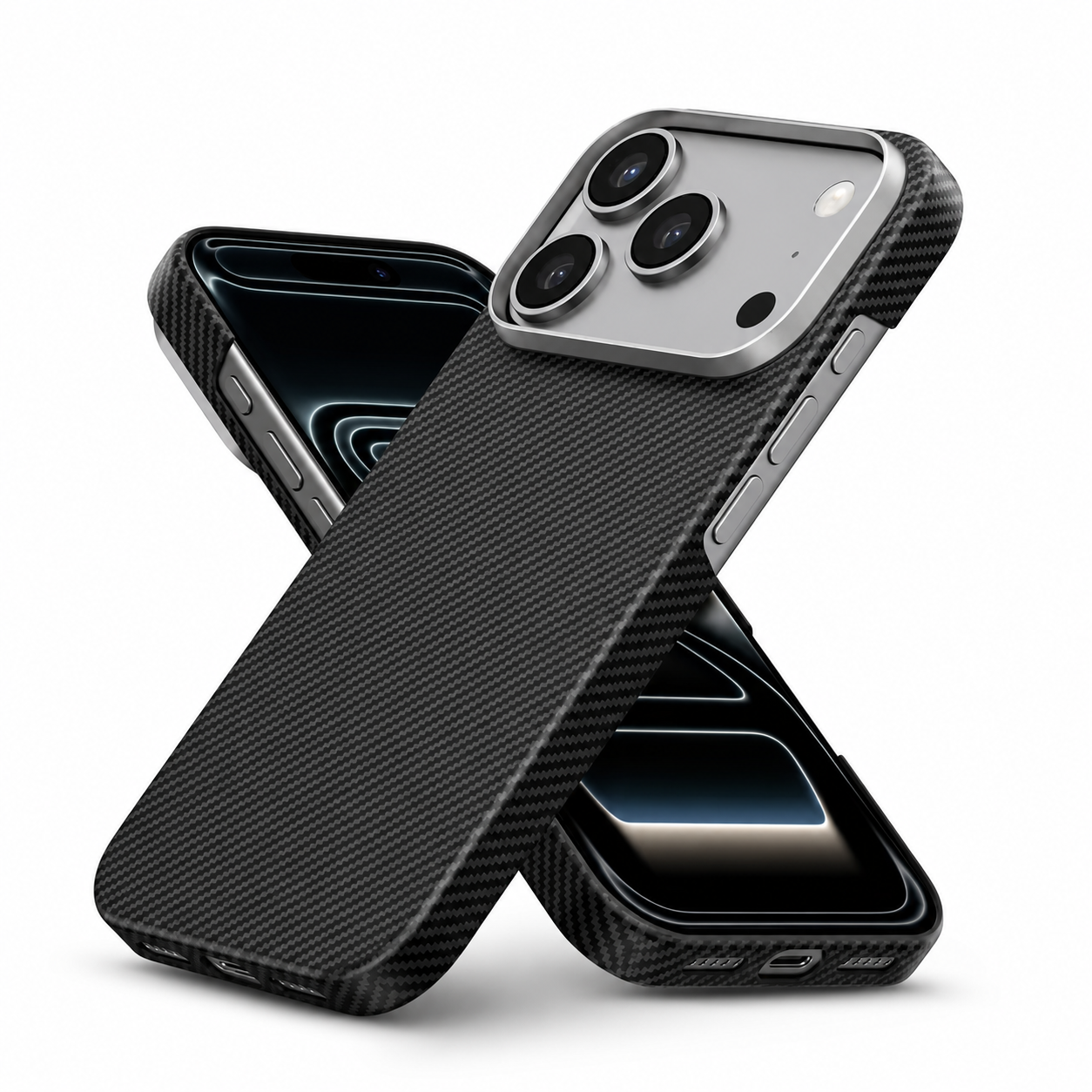 Premium iPhone Case Aramid Fiber Slim Hard Cover Military Grade Shockproof Matte Black Durable Protection