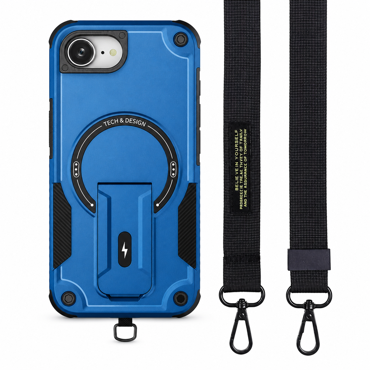 Premium iPhone Case MagSafe Compatible Rugged Hybrid Cover Kickstand Lanyard Protection