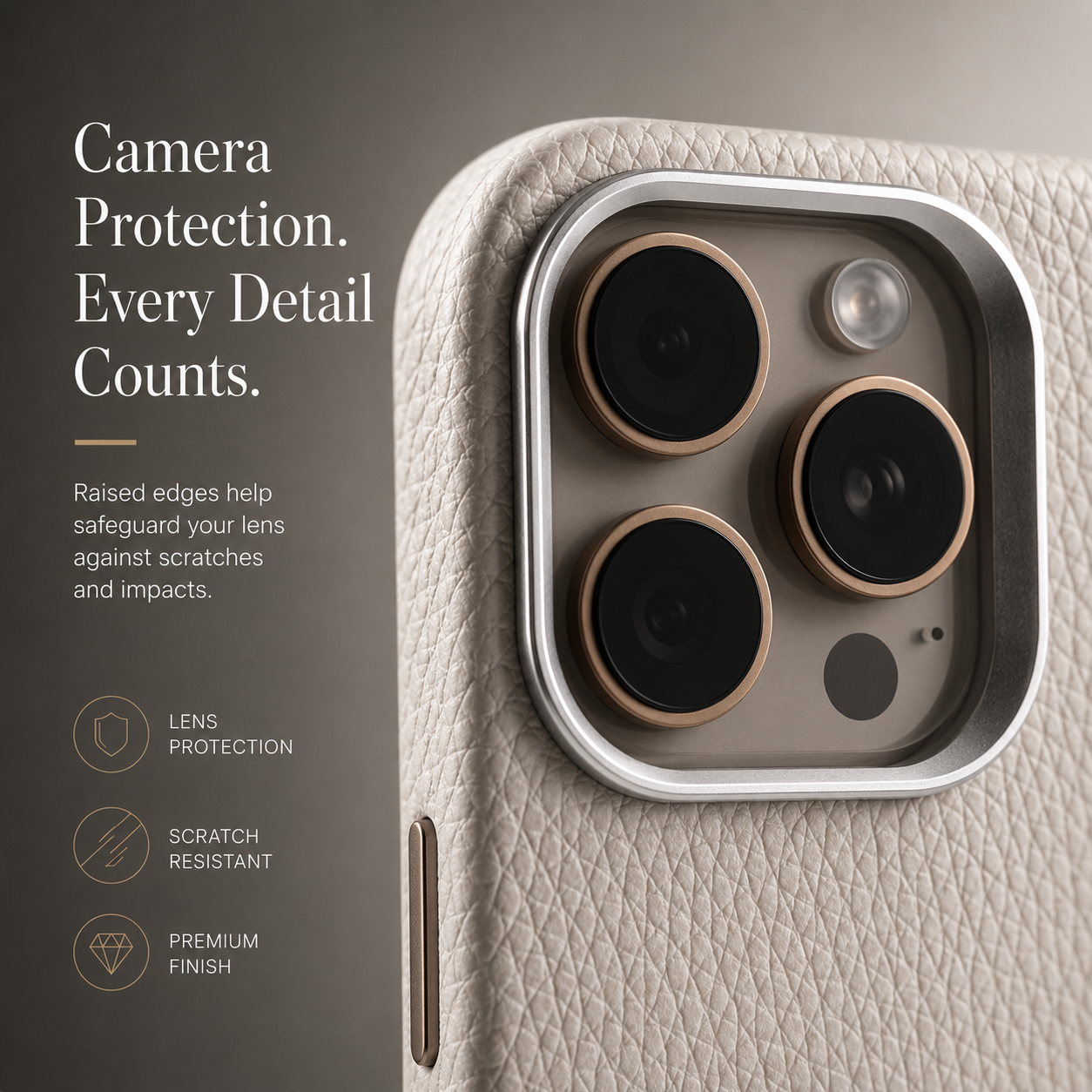 Premium iPhone Case Lychee Texture Leather Cover MagSafe Compatible Shockproof Alloy Lens Protection Case