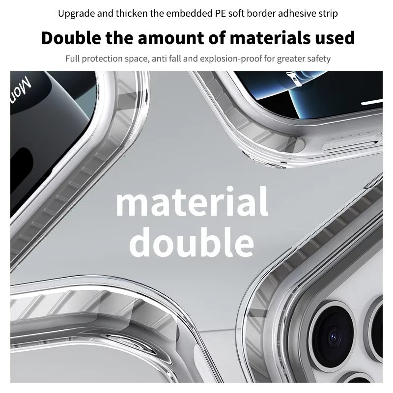 Premium iPhone Case Magnetic Clear Cover MagSafe Compatible Wireless Charging Striped Border Shockproof Slim Full Coverage